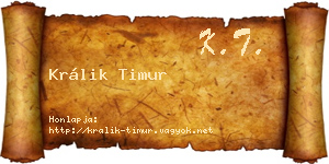 Králik Timur névjegykártya